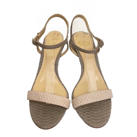 VC Signature Vi-Alcine Leather Snakeskin Heels in Tan Size 9 - Picture 2 of 6